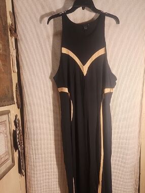 SHEIN Black Maxi Dress with Cream Contrast Stripes